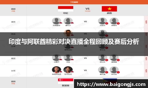 印度与阿联酋精彩对决直播全程回顾及赛后分析